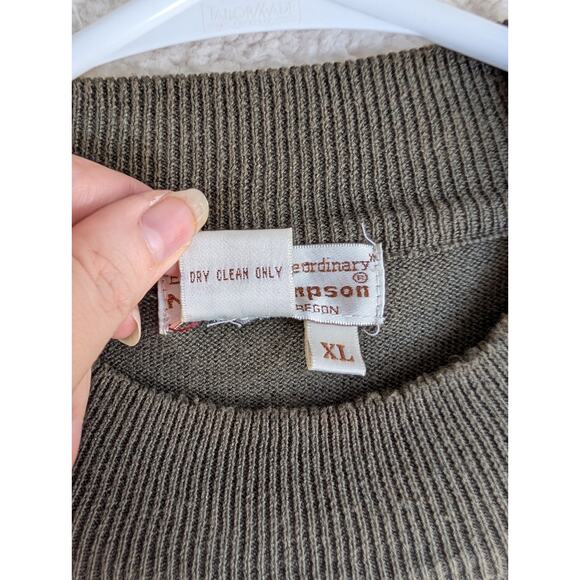 Vintage Norm Thompson Sweater Mens XL Green Silk Blend Ribbed Soft Lightweight - Picture 16 of 16